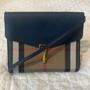 Burberry Macken Crossbody Bag Leather and House Check Canvas Small